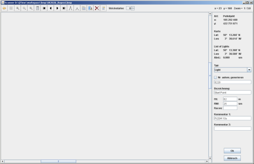 Scanner mit Planquadrat der Übungskarte