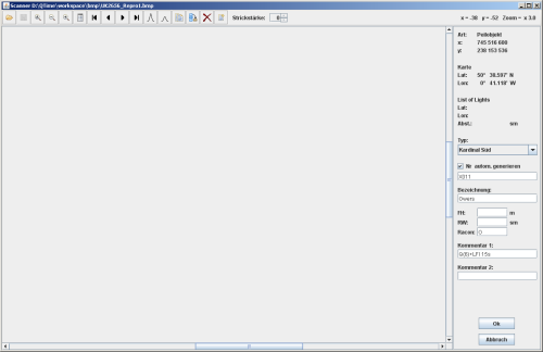 Scanner mit dem Süd-Kardinaltonne Owers als Peilobjekt