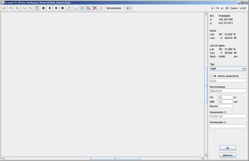 Scanner mit dem Leuchtfeuer Start Point als Peilobjekt