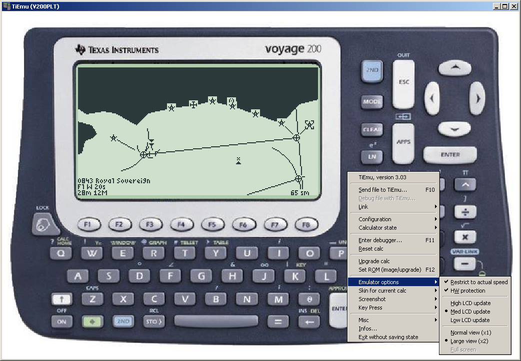 TiEmu emuliert den Voyage 200 mit QNav